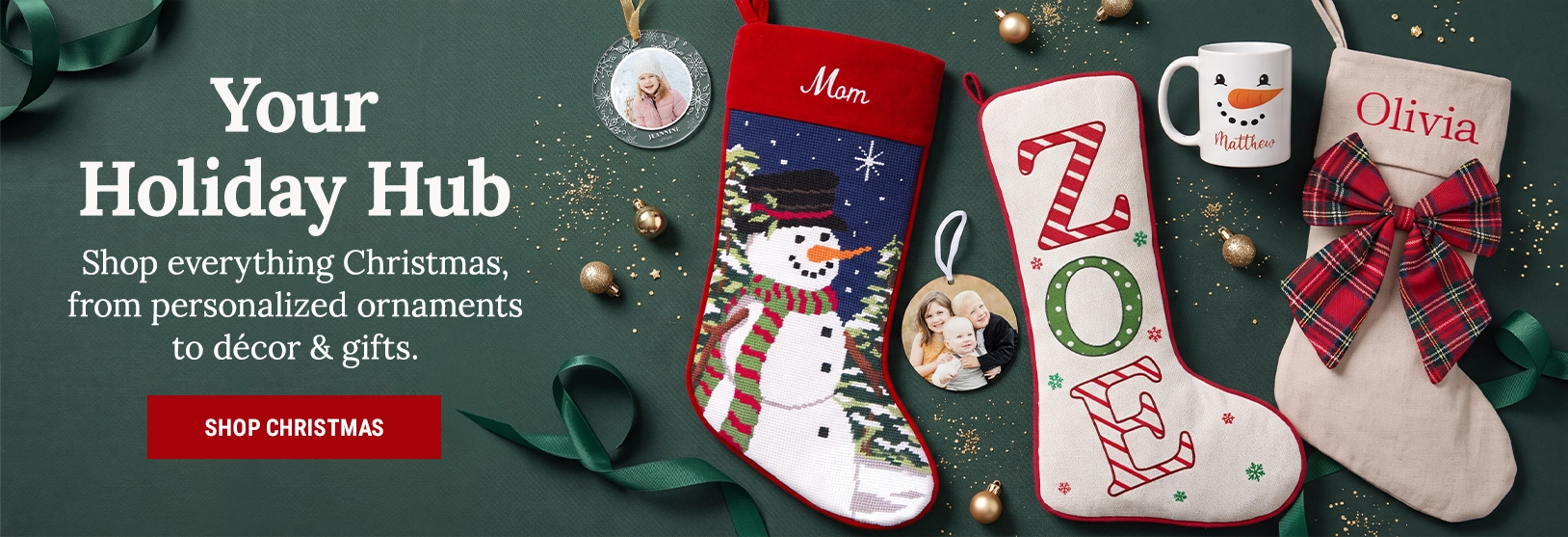 Personalised Christmas gifts, stockings and ornaments
